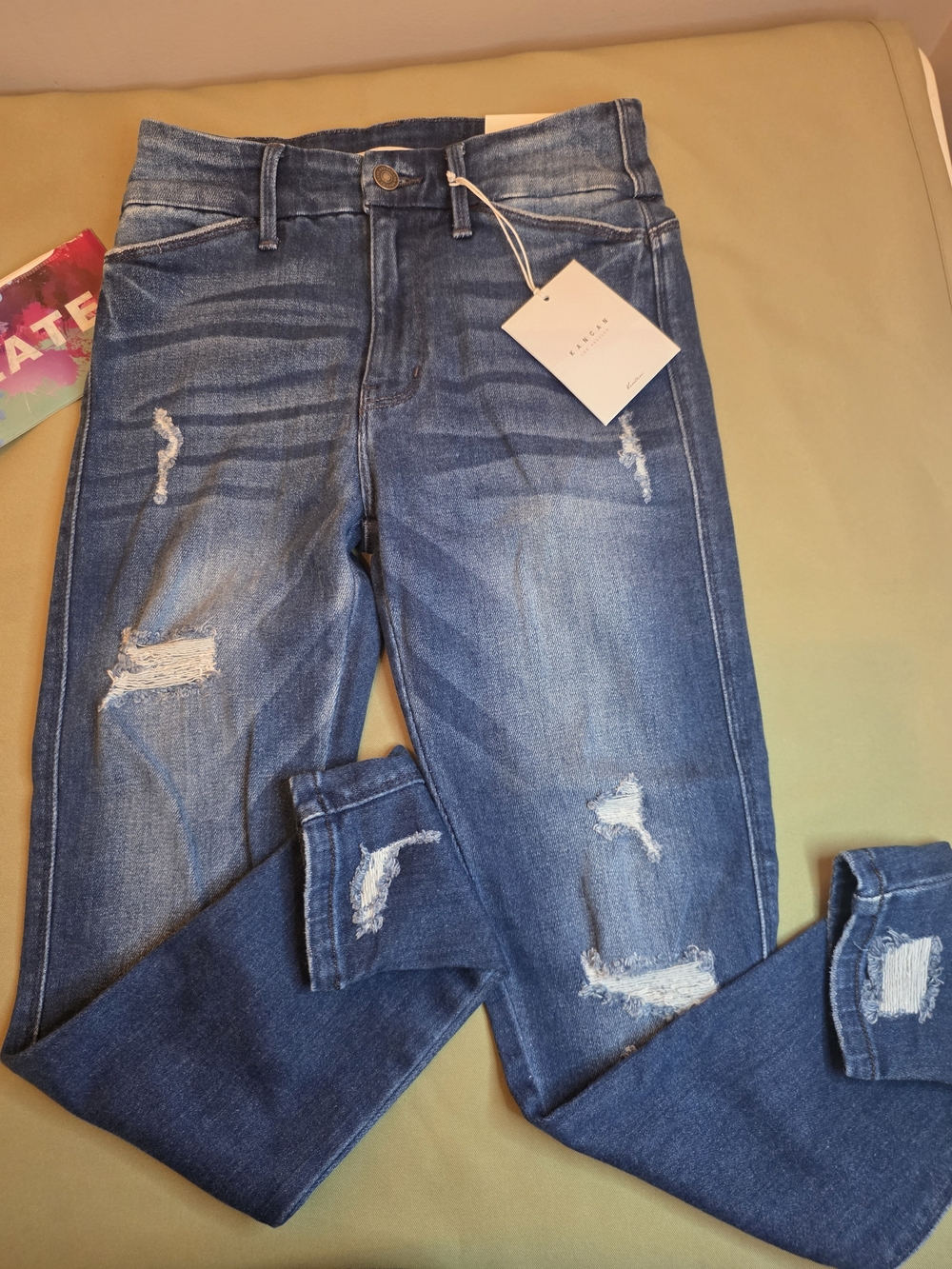 KanCan Distressed Skinny Jeans in Mid Blue 5/26